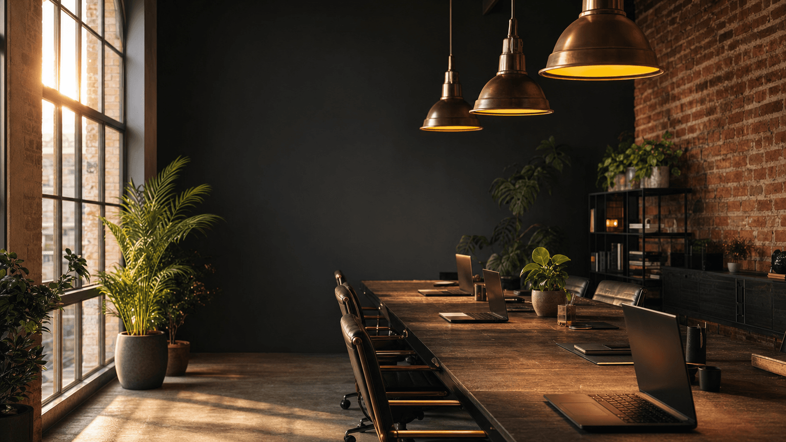 The Nerds On Time office in Melbourne — warm light, communal desk, indoor plants.